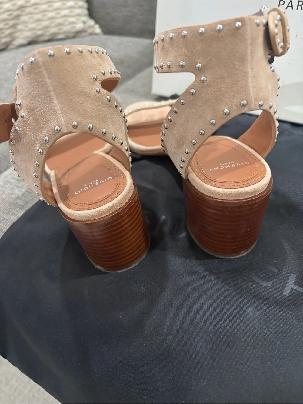 Givenchy Nude Pink Studded Block-Heel Sandals